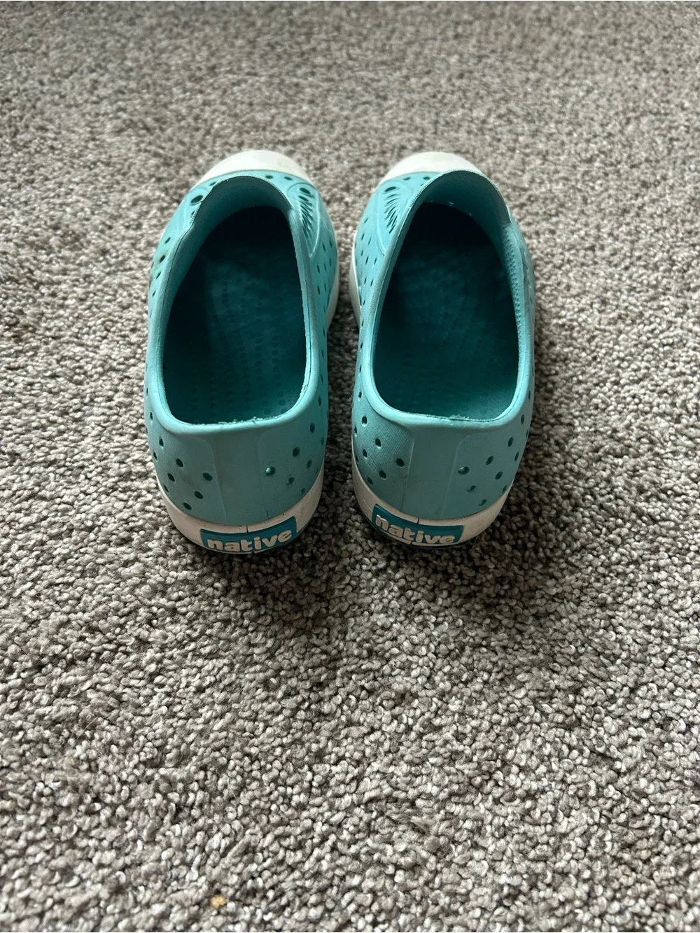 Native Kids Slip-On Water Shoes in Aqua Blue with White Toe